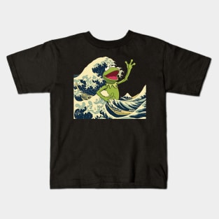 kermit in the wave Kids T-Shirt